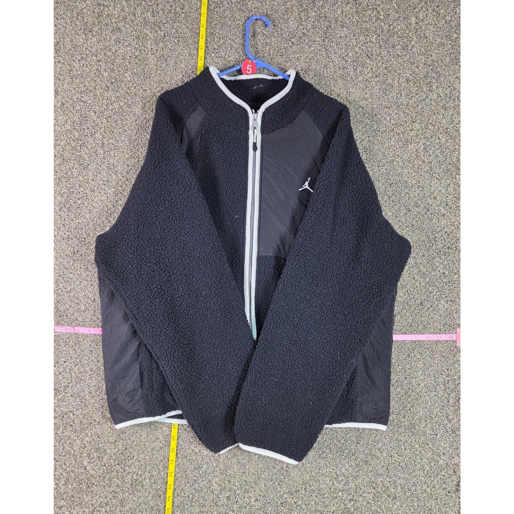 Jordan Sherpa Fleece Jacket Men XL Black Full Zip Jumpman Streetwear